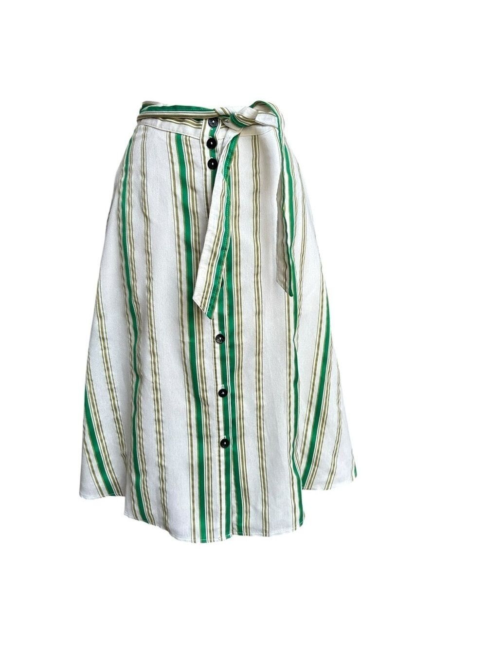 Hutch Anthropologie Baracoa Striped Button-Down Midi A-Line Skirt Size 2 Coastal - Picture 4 of 10